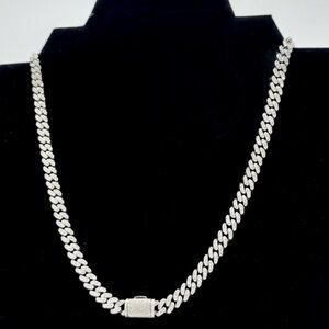 925 Silver, 7.70CTW Moissanite Slim Miami Cuban Chain